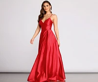 Kendall Satin Lace Up Back Ball Gown