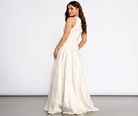 Gisella Brocade High Neck Ball Gown