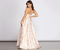 Jessica Brocade Floral Ball Gown