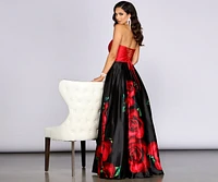 Macie Strapless Rose Ball Gown