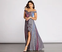 Giannina Off Shoulder Glitter Shine Ball Gown