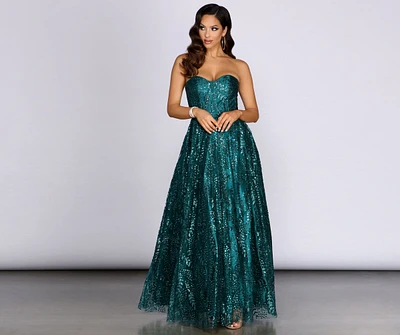 Rae Strapless Glitter Ball Gown