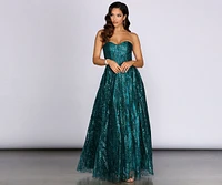 Rae Strapless Glitter Ball Gown