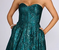 Rae Strapless Glitter Ball Gown