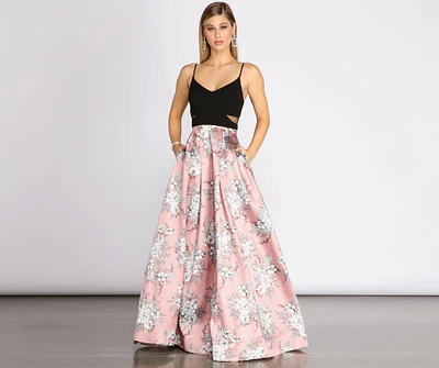 Billie Pleated Floral Ball Gown