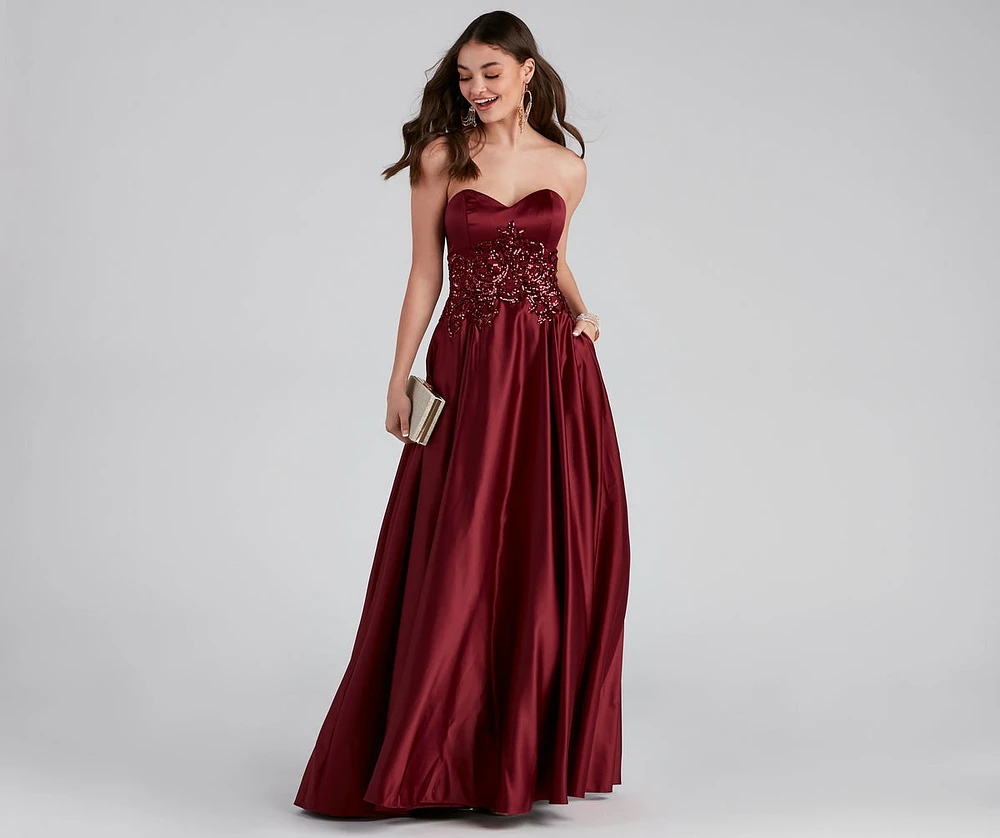 Ellie Lace-Up Sequin Ball Gown