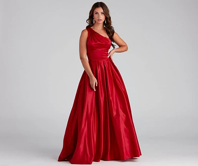 Naomi One-Shoulder Satin Ball Gown