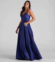 Rita Woven Satin Embellished Ball Gown