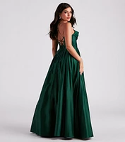 Kayla Satin Cowl A-Line Ball Gown