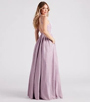 Alaya Woven Glitter A-Line Ball Gown