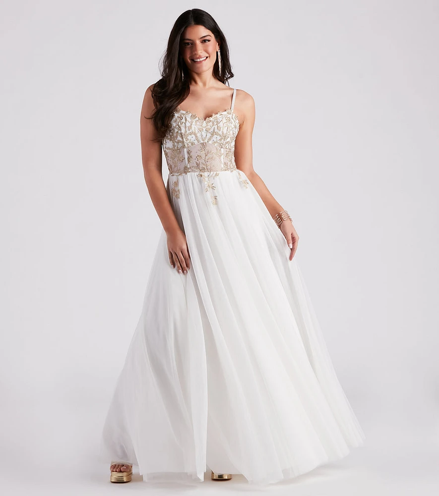 Alexandra Rhinestone Embroidered Tulle Ball Gown