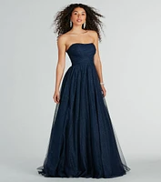 Maryanne Strapless A-Line Glitter Tulle Ball Gown