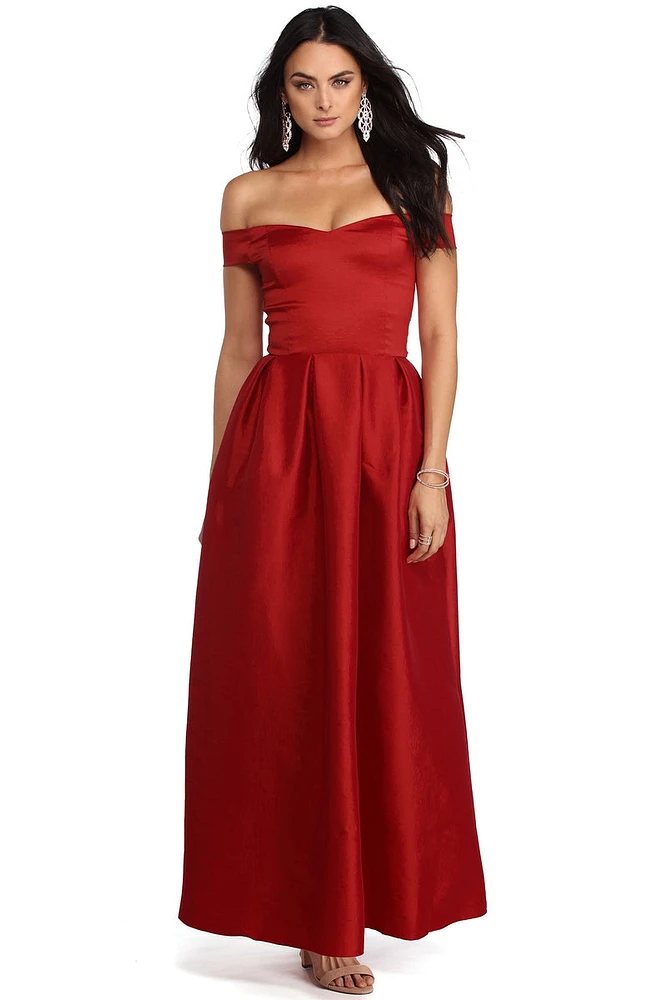 Lucia Off The Shoulder Taffeta Ballgown