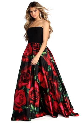 Sariah Strapless Rose Ball Gown