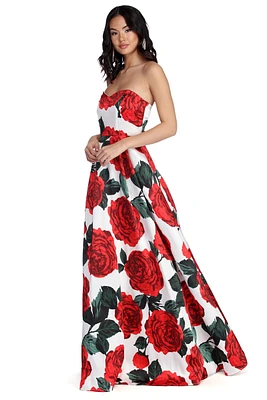 Alayah Floral Satin Ball Gown