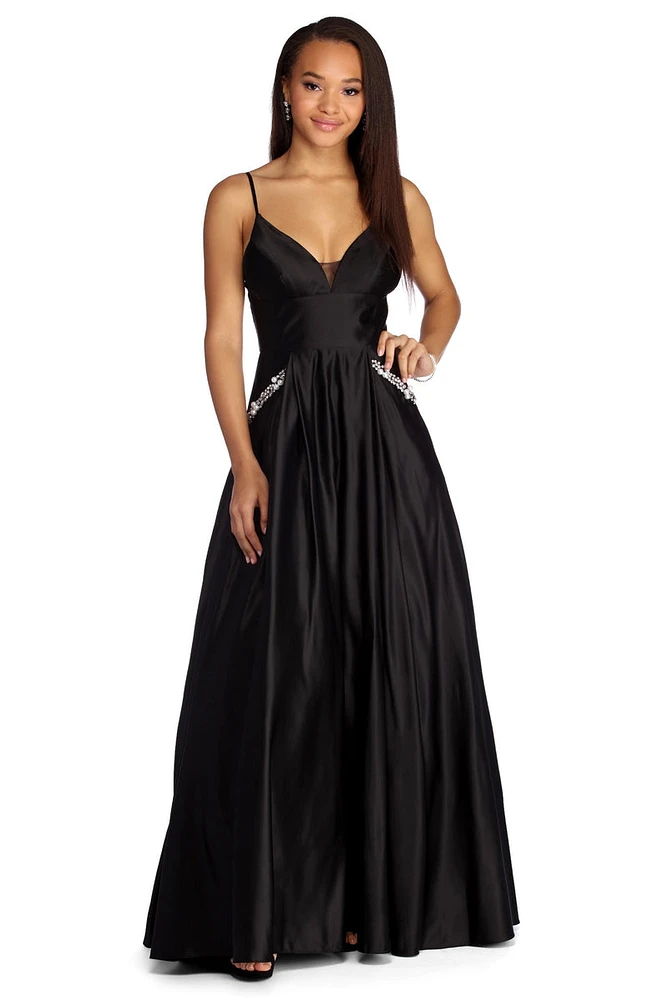 Angelie Embellished Satin Gown