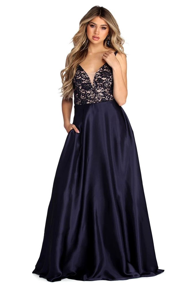 Trina Charming Satin Lace Gown