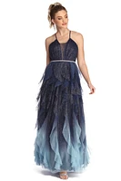 Griselda Glitter Mesh Tendril Gown