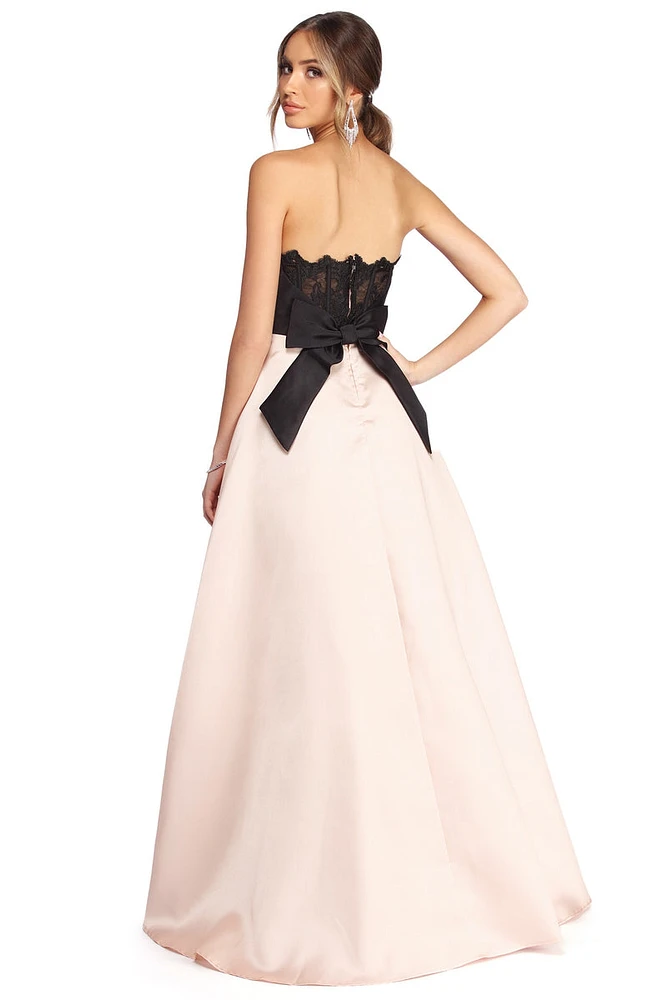 Mina Satin And Lace Ball Gown