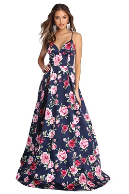 Shelby Floral Satin Ball Gown