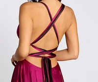 Lyric Cross & Lace Up Back Satin Dress