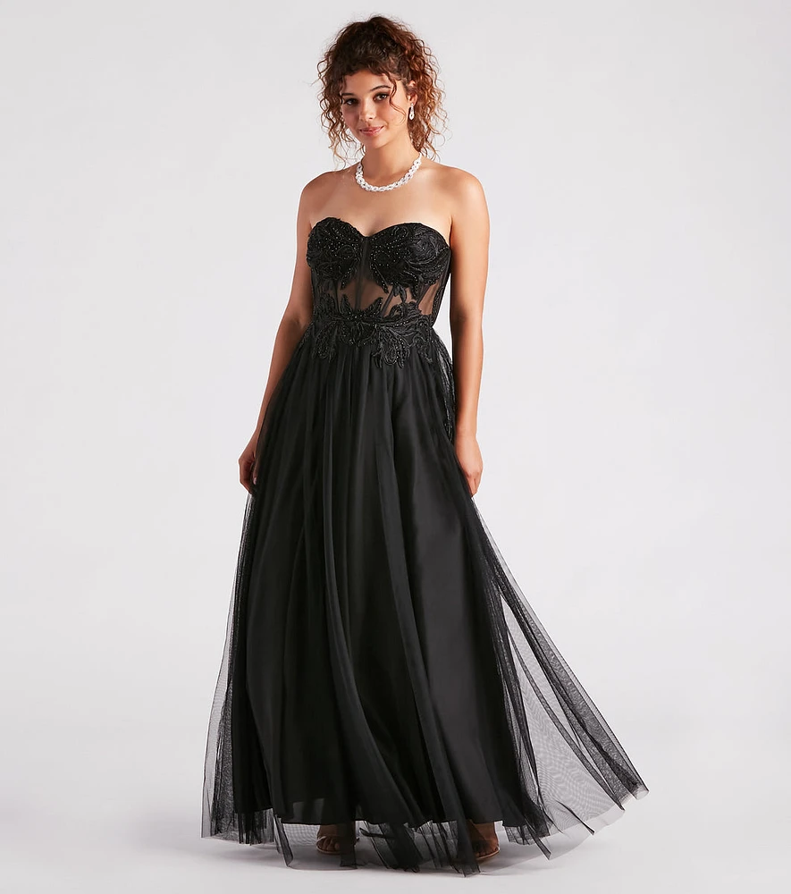 Alora Rhinestone Embroidered Tulle Ball Gown