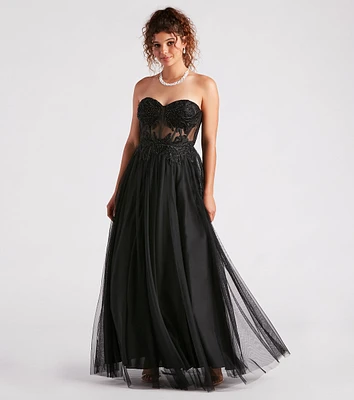 Alora Rhinestone Embroidered Tulle Ball Gown