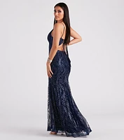 Rosie Formal Glitter Mesh Mermaid Dress