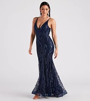 Rosie Formal Glitter Mesh Mermaid Dress