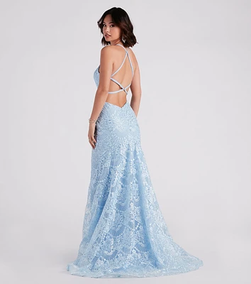 Katy Lace Mermaid High Low Ball Gown