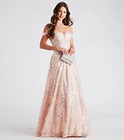 Ava Sequin Off-The-Shoulder Ball Gown