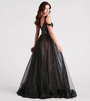 Adele Lace Glitter Cold Shoulder Ball Gown