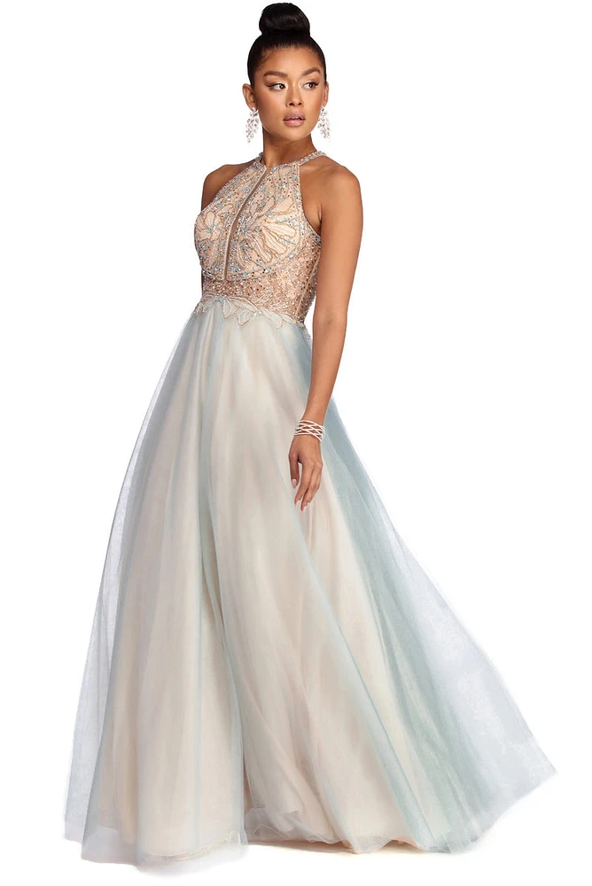 Shauna Beaded Tulle Ball Gown
