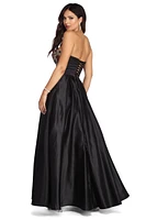 Joanne Floral Satin Ball Gown