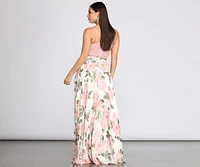 Evie Floral Chiffon Two Piece Dress