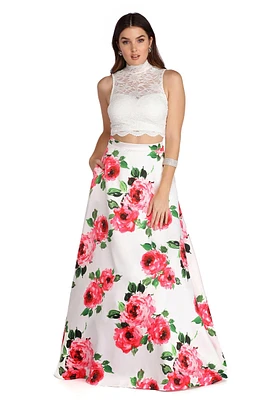 Amalia  Floral Two Piece Gown