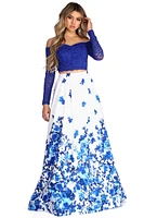 Aline Formal Floral Two Piece Dress