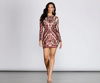 Slay Sequins Damask Mini Dress