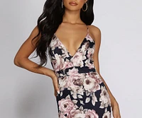 Fab Floral Lace Back Mini Dress