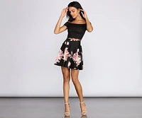 Fresh Floral Lace Skater Dress