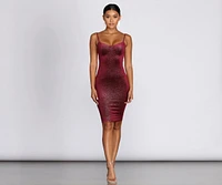 Sweetheart Velvet Glitter Midi Dress