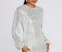 Long Sleeve Sequin Mini Dress