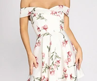 Love At First Sight Floral Off Shoulder Skater Dress