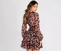 Flirty Floral Chiffon Skater Dress