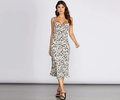 Fierce Leopard Sleeveless Midi Dress