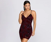 Love Struck Flocked Velvet Mini Dress