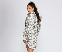 Sleek Satin Snake Print Mini Dress