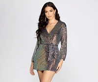 Sequin Dreams Wrap Mini Dress