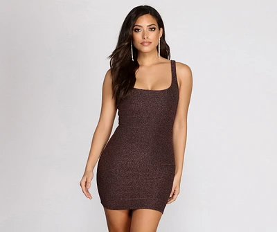 Scoop Neck Glitter Mini Dress