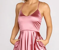 A Moment Satin Skater Dress